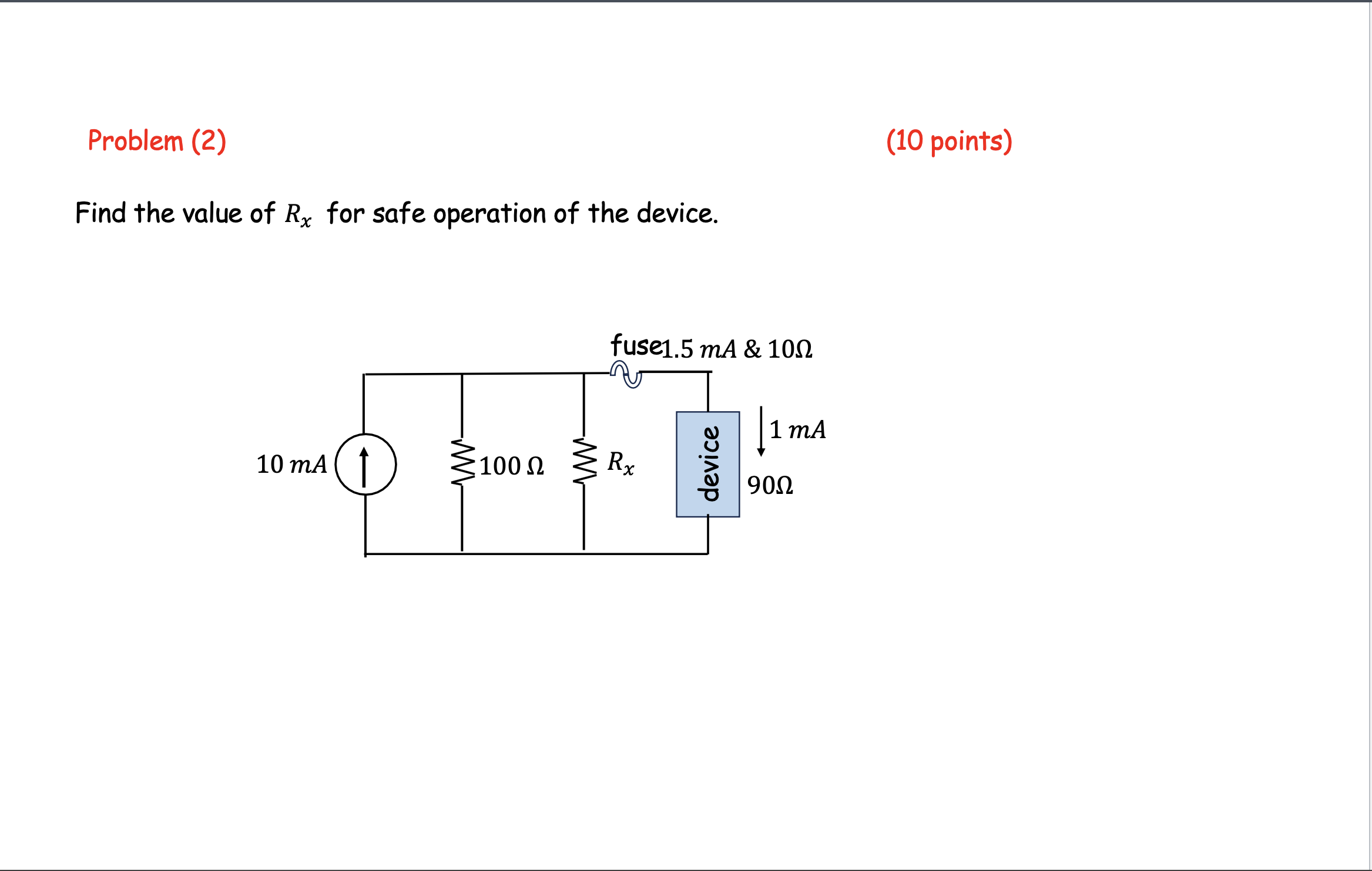 Solved Find the value of Rx for safe operation of the | Chegg.com