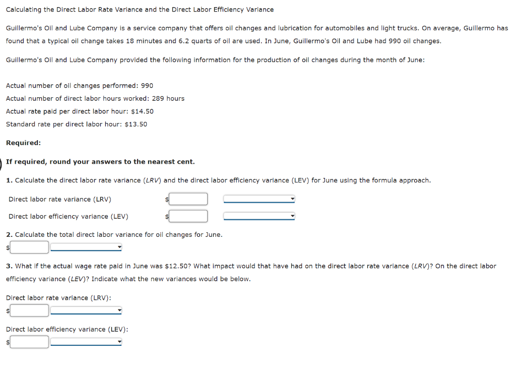 Solved Calculating the Direct Labor Rate Variance and the