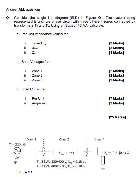 Solved Answer ALL questions. Q1 Consider the single line | Chegg.com