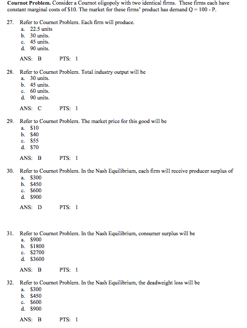 Solved Cournot Problem. Consider A Cournot Oligopoly With | Chegg.com