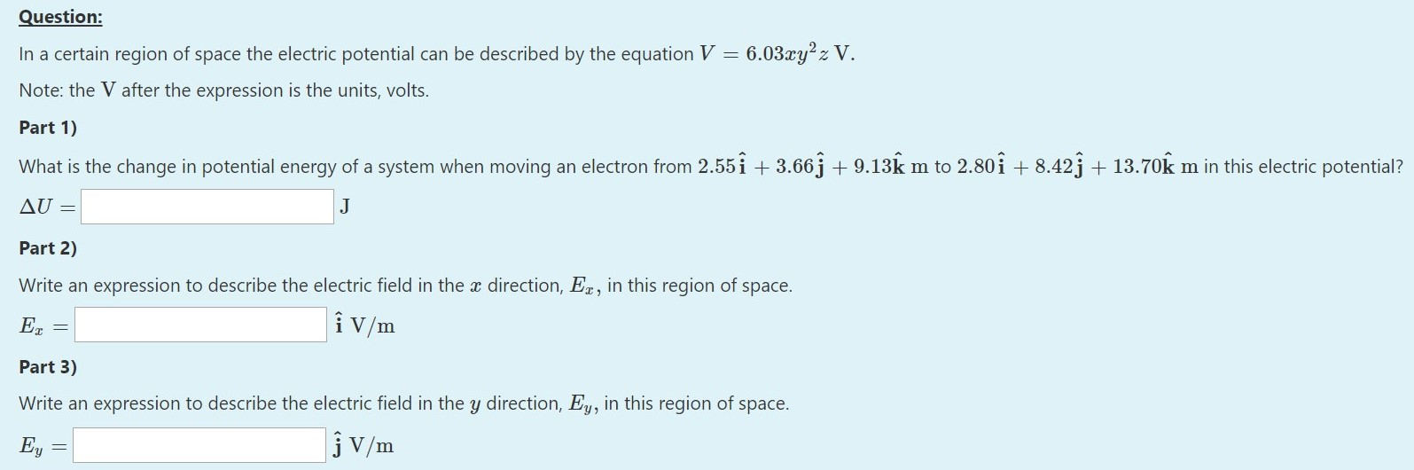 Solved Question: In a certain region of space the electric | Chegg.com