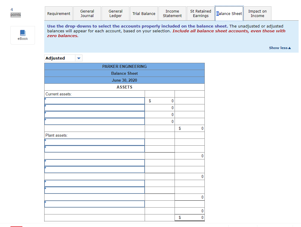 For each adjustment, indicate the income statement | Chegg.com