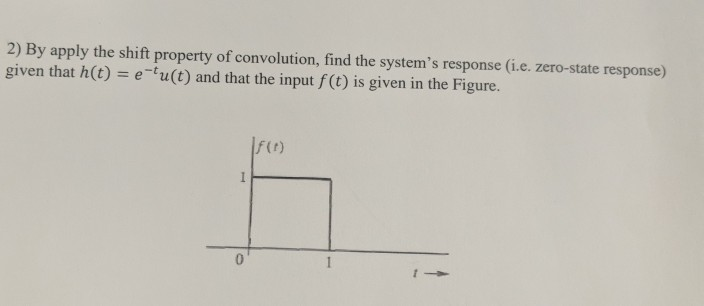 Solved 2) By apply the shift property of convolution, find | Chegg.com