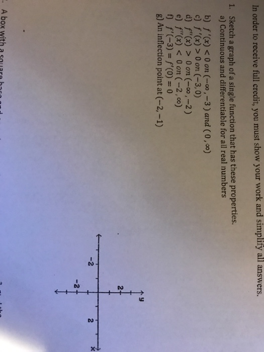 Solved In order to receive full credit, you must show your | Chegg.com