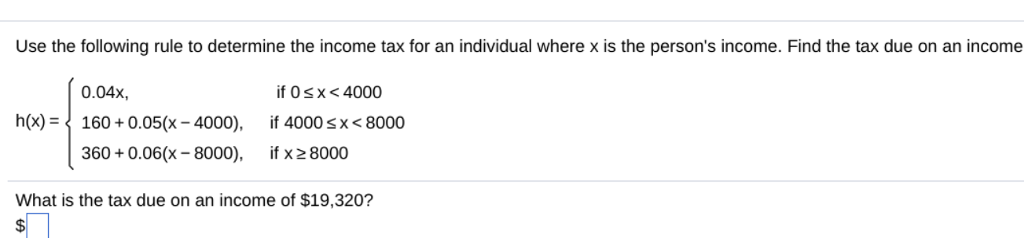 Tax Rule Math Solved Use the following rule to determine the income tax | Chegg.com