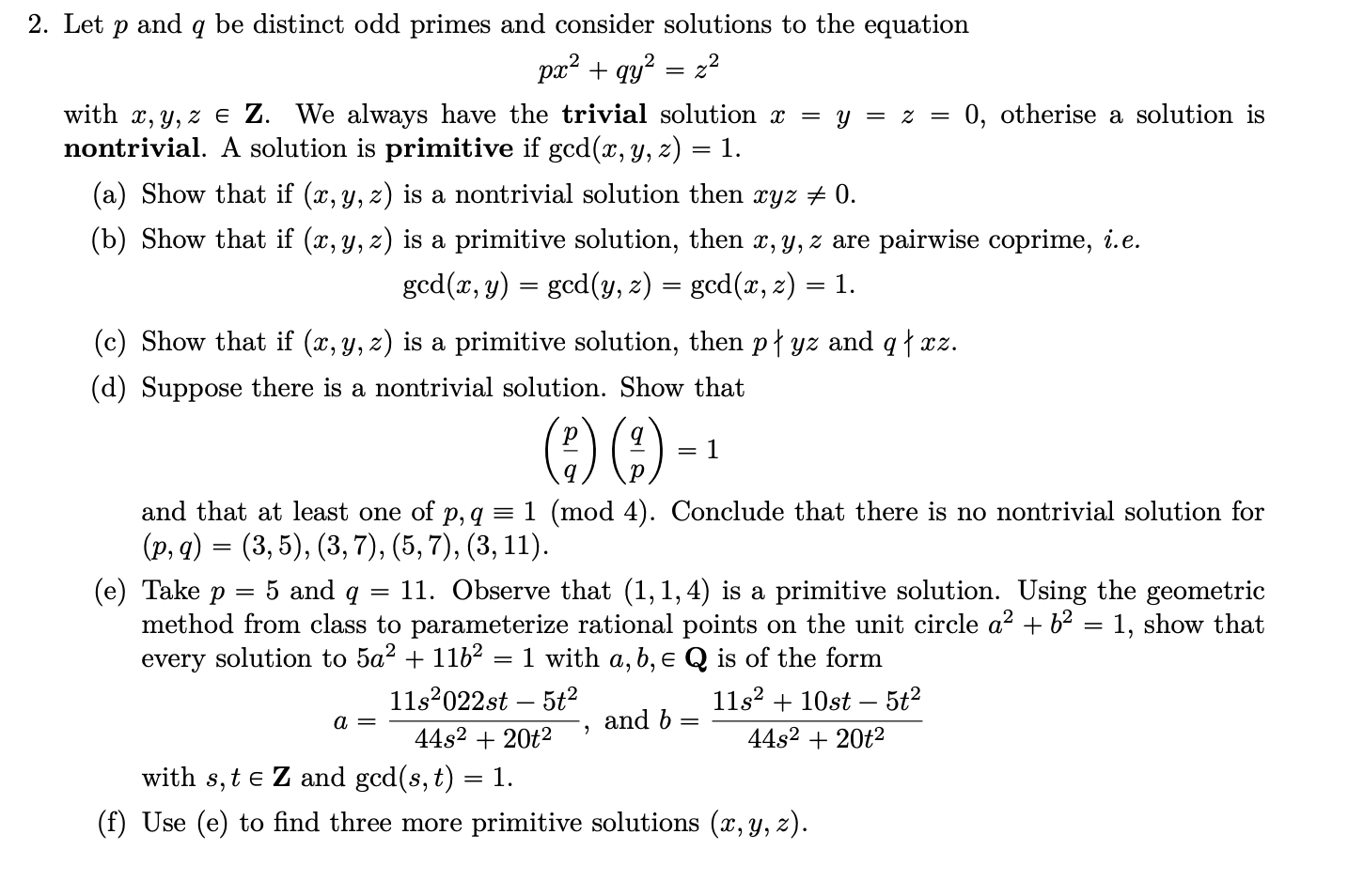 Solved 2 Let P And Q Be Distinct Odd Primes And Consider