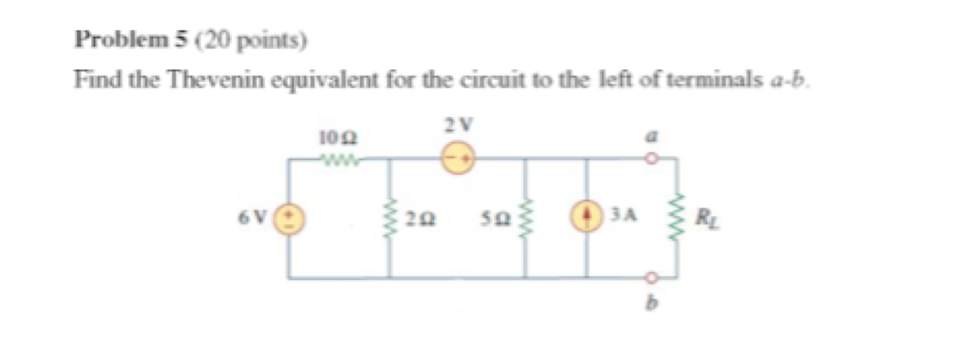 Solved Problem 5 (20 points) Find the Thevenin equivalent | Chegg.com