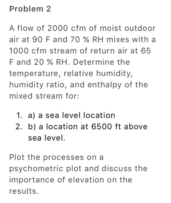 A flow of 2000 cfm of moist outdoor air at 90 F and | Chegg.com