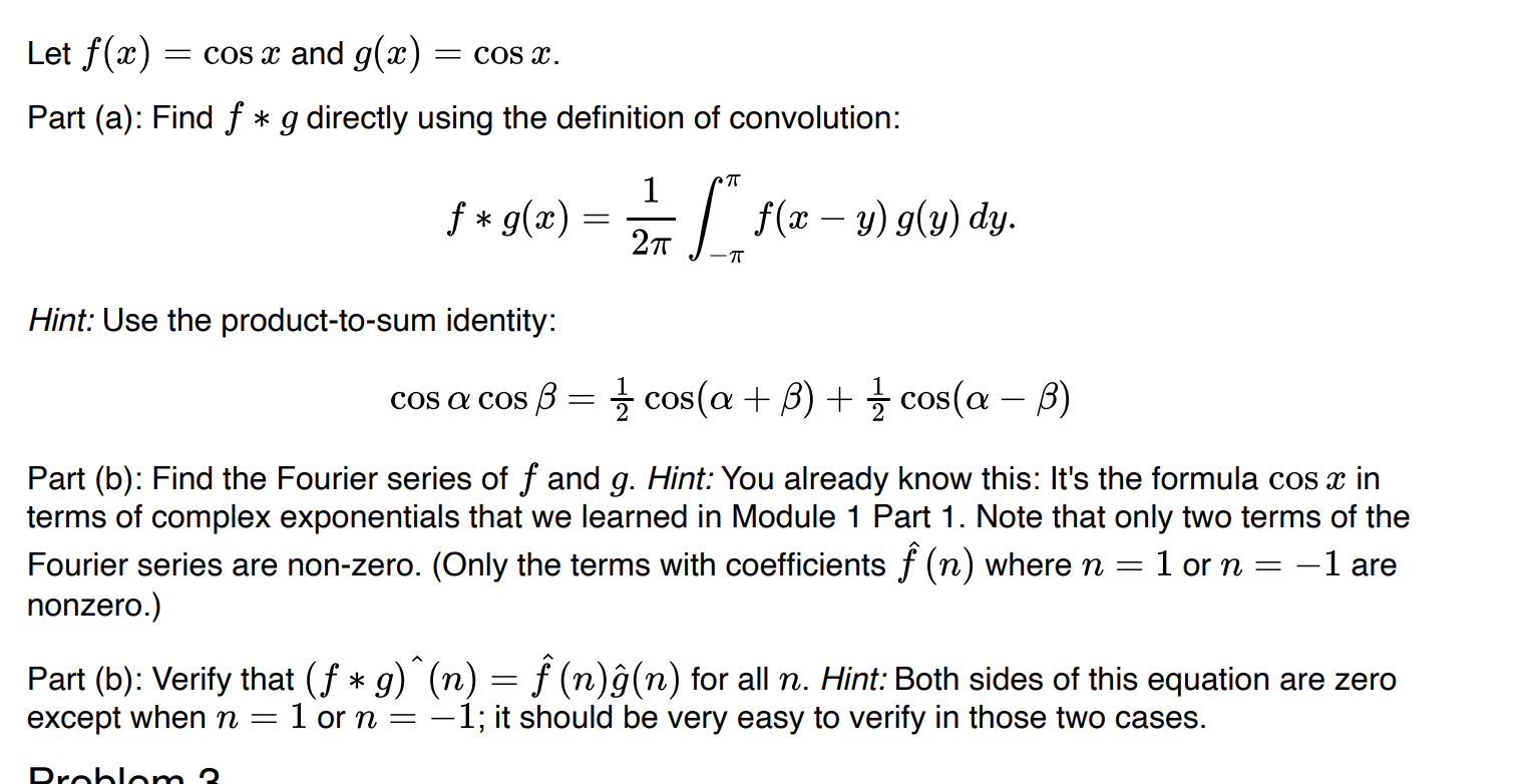 Solved Cos X Let F A Cos X And G X Part A Find Chegg Com