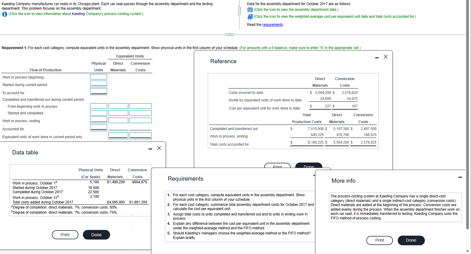 Solved Kaeding Company manufactures car seats in its Chicago