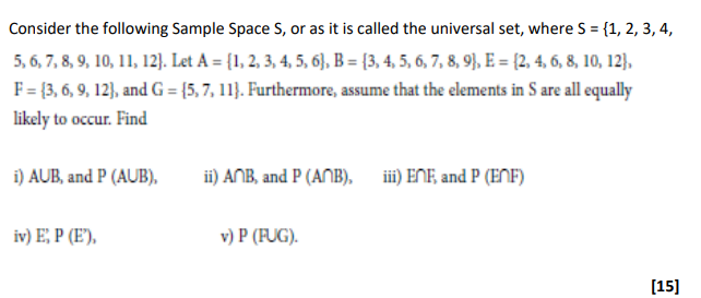 Solved Consider the following Sample Space S, ﻿or as it is | Chegg.com