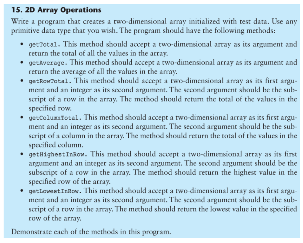 Solved Array Operations. This would please be completed in | Chegg.com