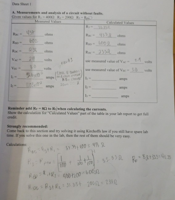 Solved how do I calculate the current values for I1, I2 and | Chegg.com