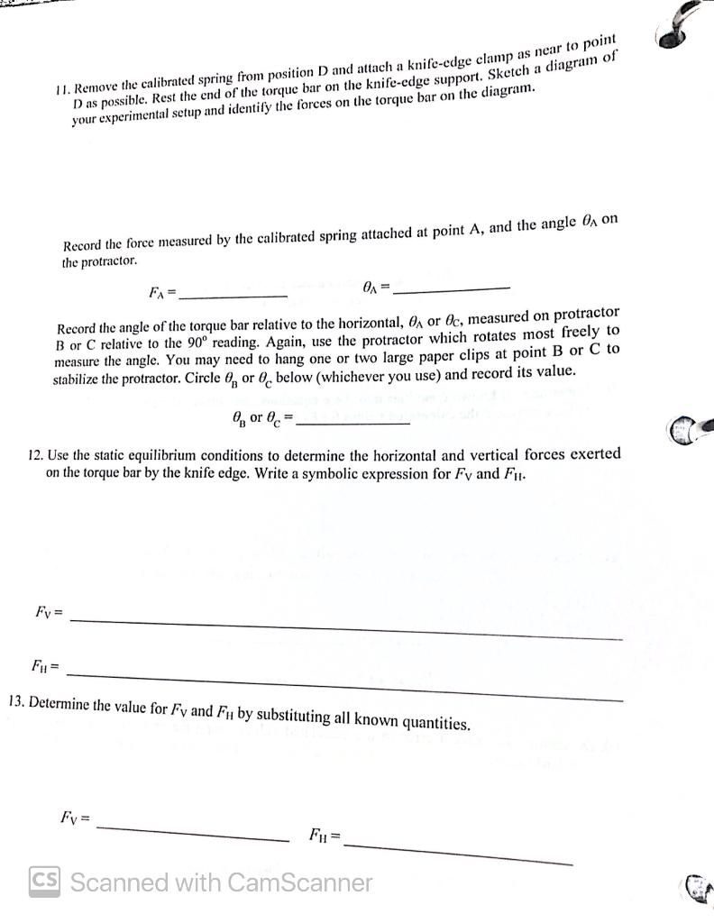 11. Remove the calibrated spring from position D and | Chegg.com