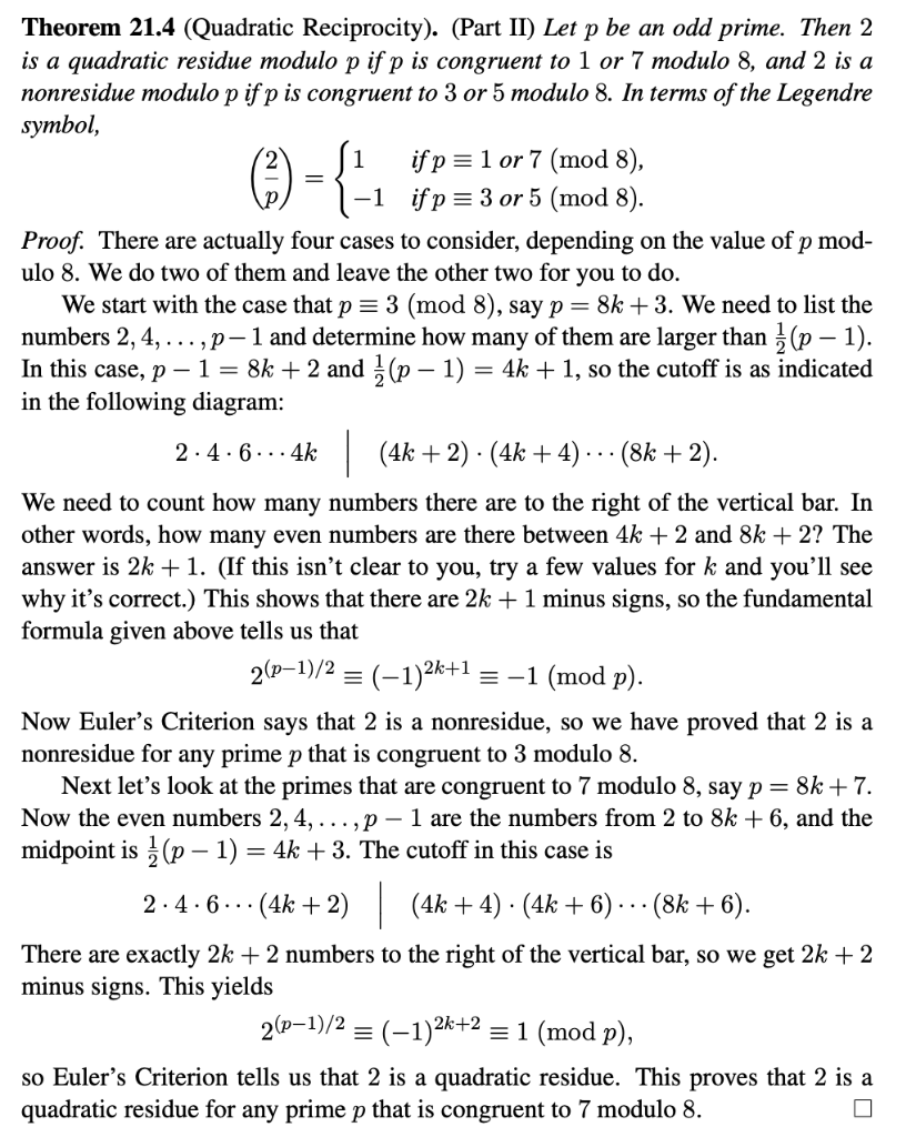 Solved The Proof Of Quadratic Reciprocity Part Ii Theorem