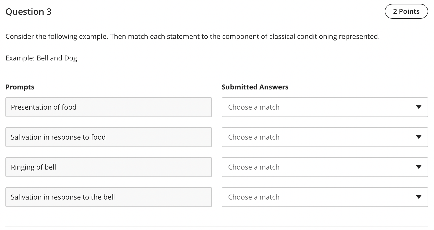 Solved Consider the following example. Then match each | Chegg.com