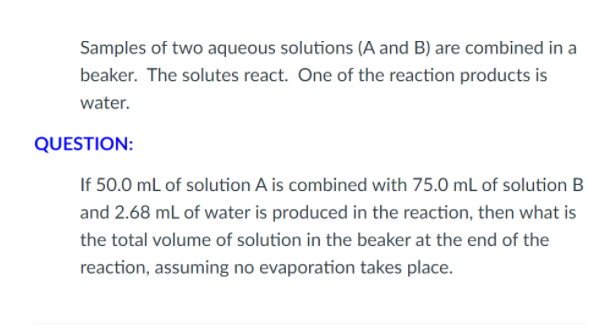 Solved Samples of two aqueous solutions (A and B) are | Chegg.com