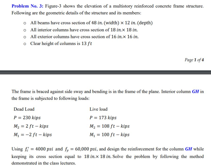 Figure 3 Shows The Elevation Of A Multistory Reinf Chegg Com