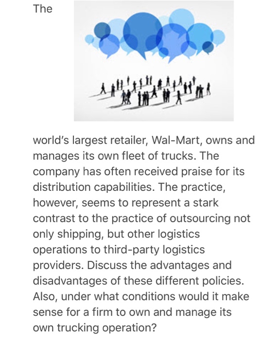 (Solved) World S Largest Retailer Wal Mart Owns Manages Fleet Trucks