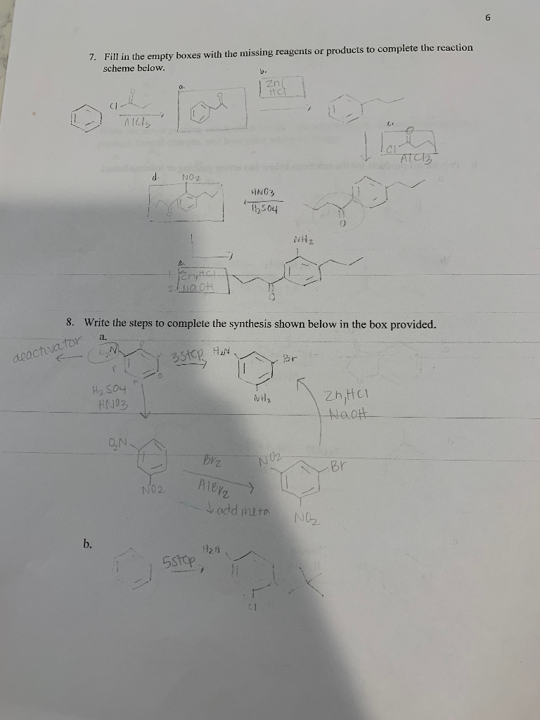 Solved 7. Fill in the empty boxes with the missing reagents | Chegg.com