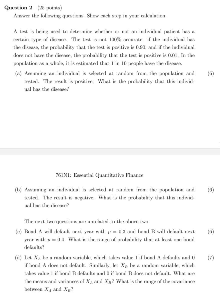 Solved Question 2 (25 points) Answer the following | Chegg.com
