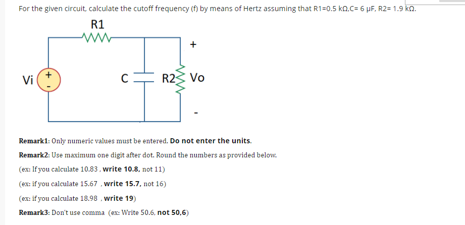 Solved For The Given Circuit, Calculate The Cutoff Frequency | Chegg.com