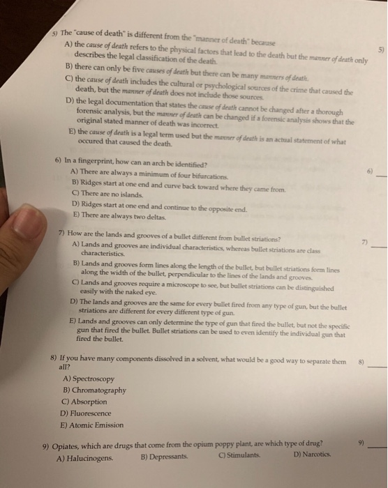 Solved O The &ldquo;cause of death&rdquo; is different from the &ldquo;manner | Chegg.com