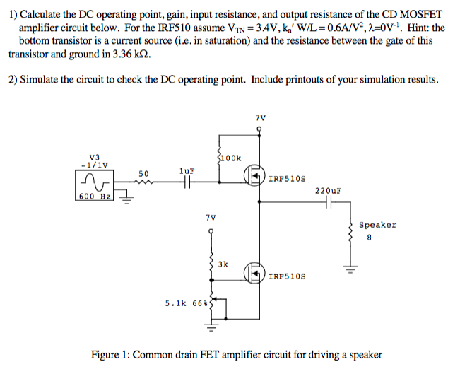 Solved 1) Calculate the DC operating point, gain, input