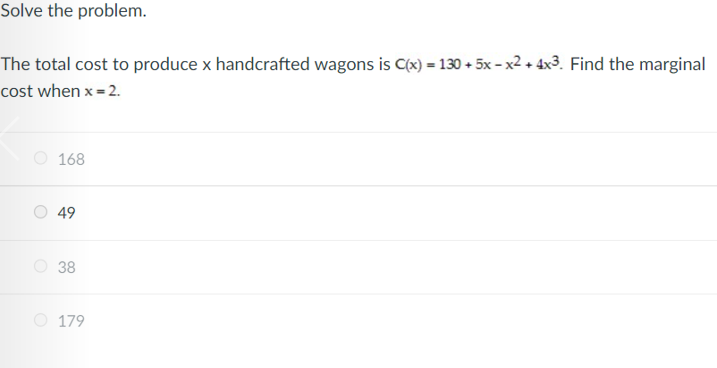 Solved Solve the problem. The total cost to produce x | Chegg.com