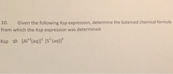 Solved Given The Following Ksp Expression Determine The