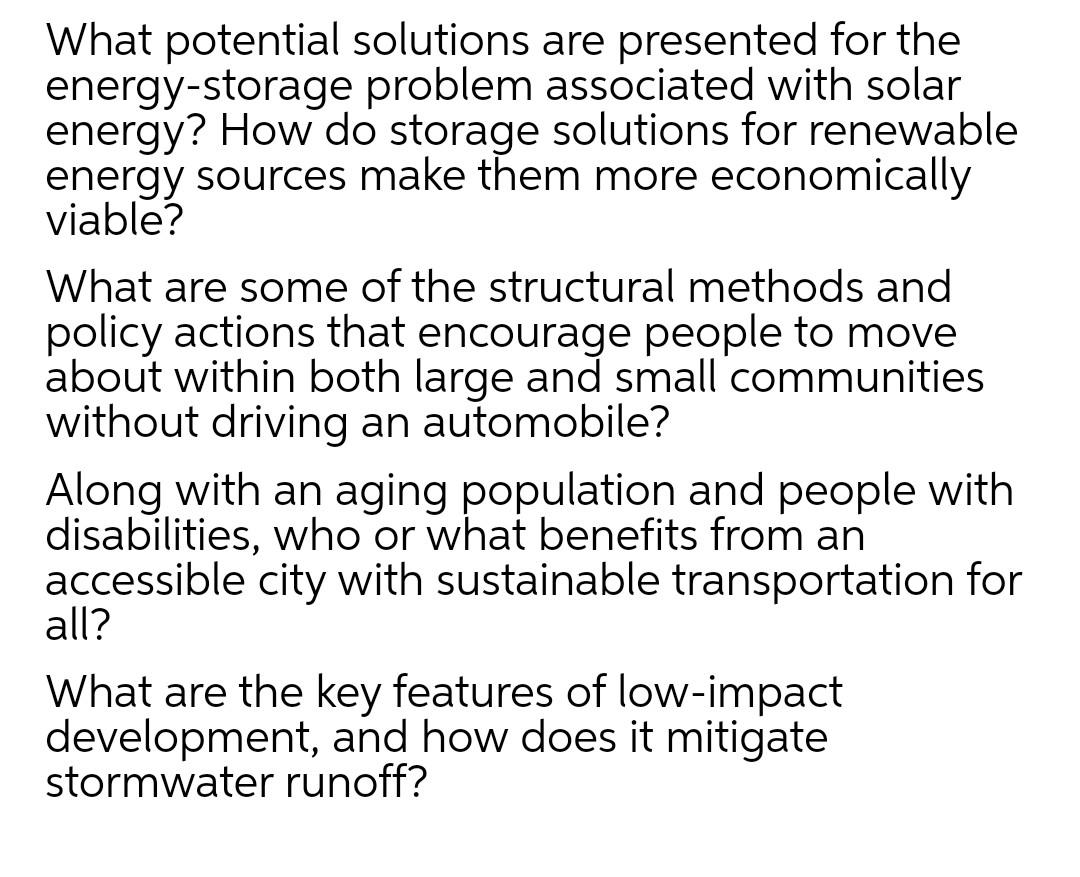 Solved What potential solutions are presented for the | Chegg.com