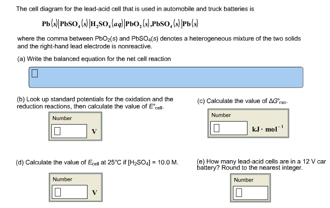 Solved: The Cell Diagram For The Lead-acid Cell That Is Us... | Chegg.com