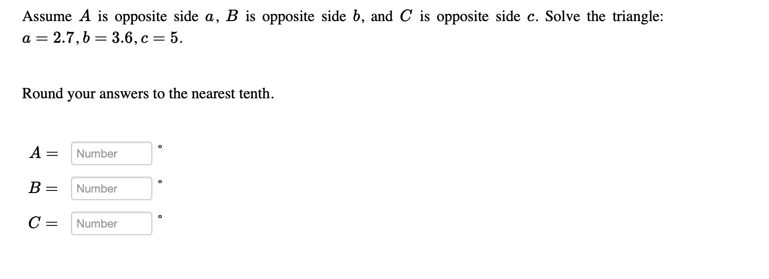 Solved Assume A Is Opposite Side A,B Is Opposite Side B, And | Chegg.com