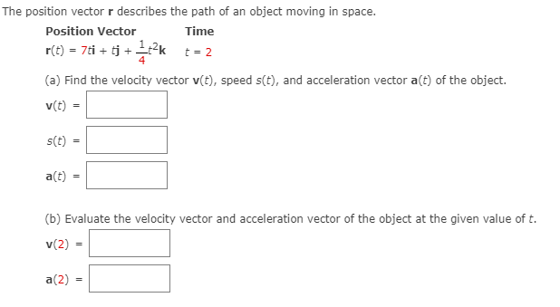 Solved The position vector r describes the path of an object | Chegg.com