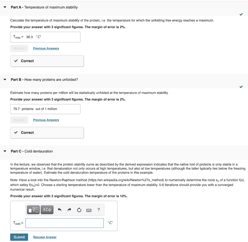 Solved Learning Goal: Characterize protein stability curves | Chegg.com
