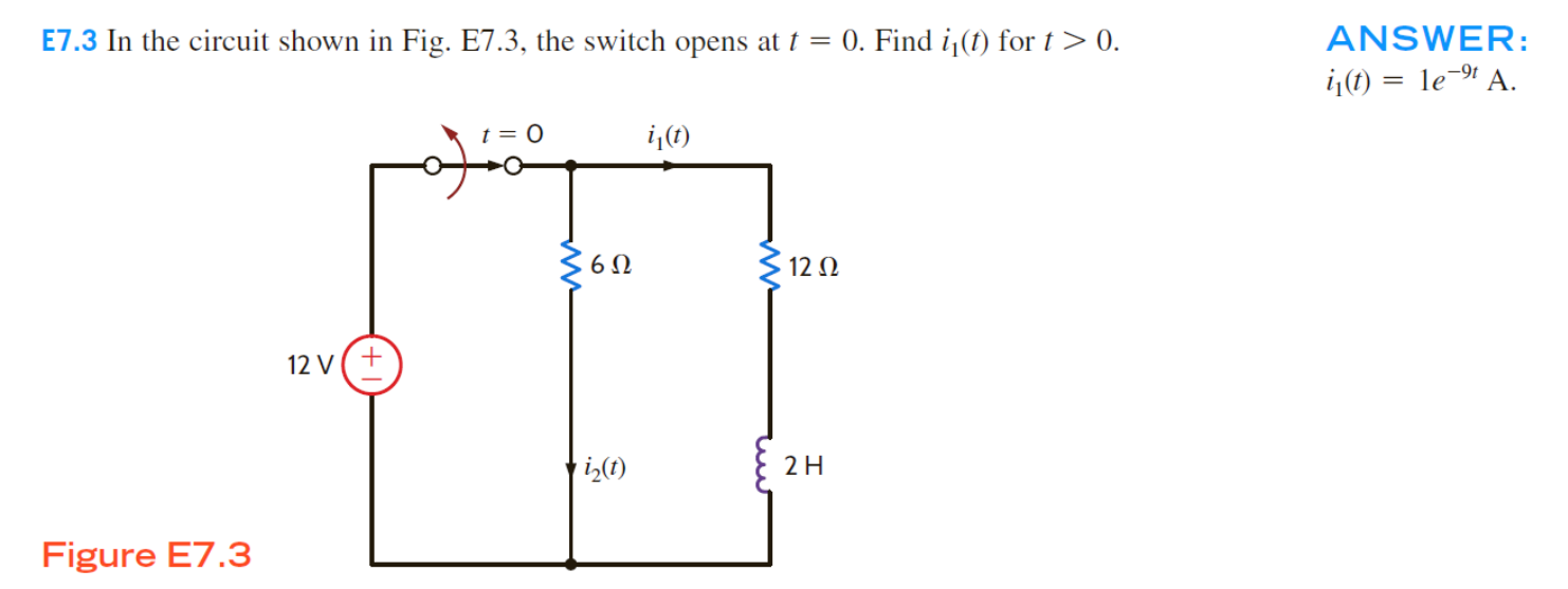 Solved E7.3 ﻿In the circuit shown in Fig. E7.3, ﻿the switch | Chegg.com