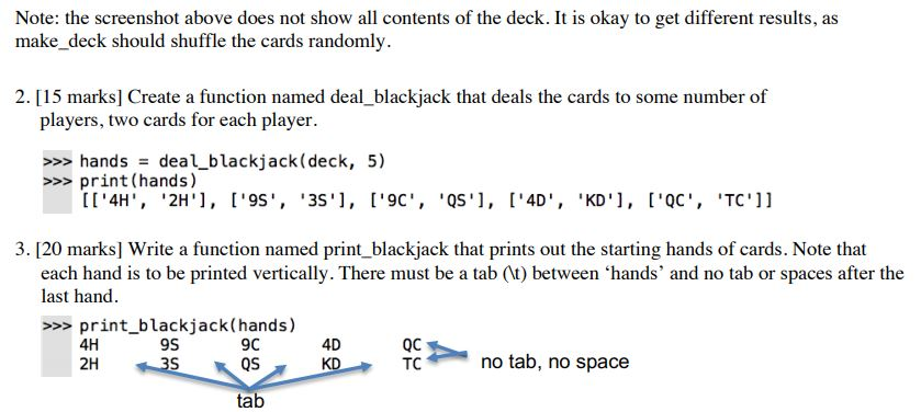 shuffle deck of cards in python | python examples |... Solved Please answer in python , thanks! (SHDC stands for | Chegg.com