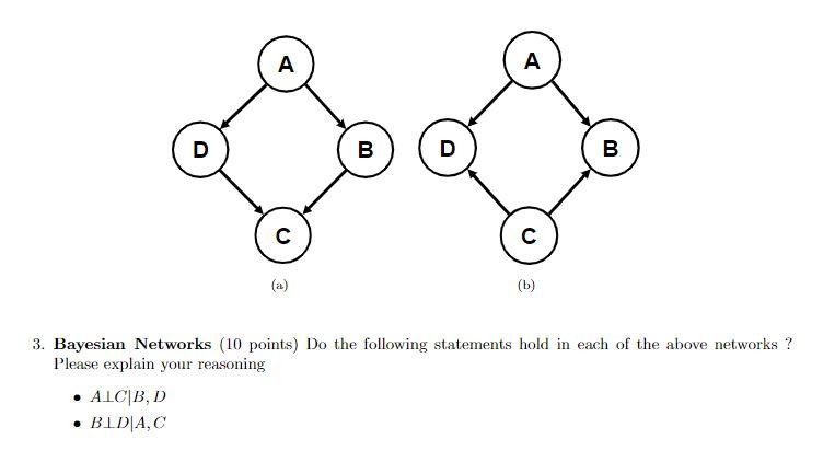 Solved A A D B D B C с (a) (b) 3. Bayesian Networks (10 | Chegg.com