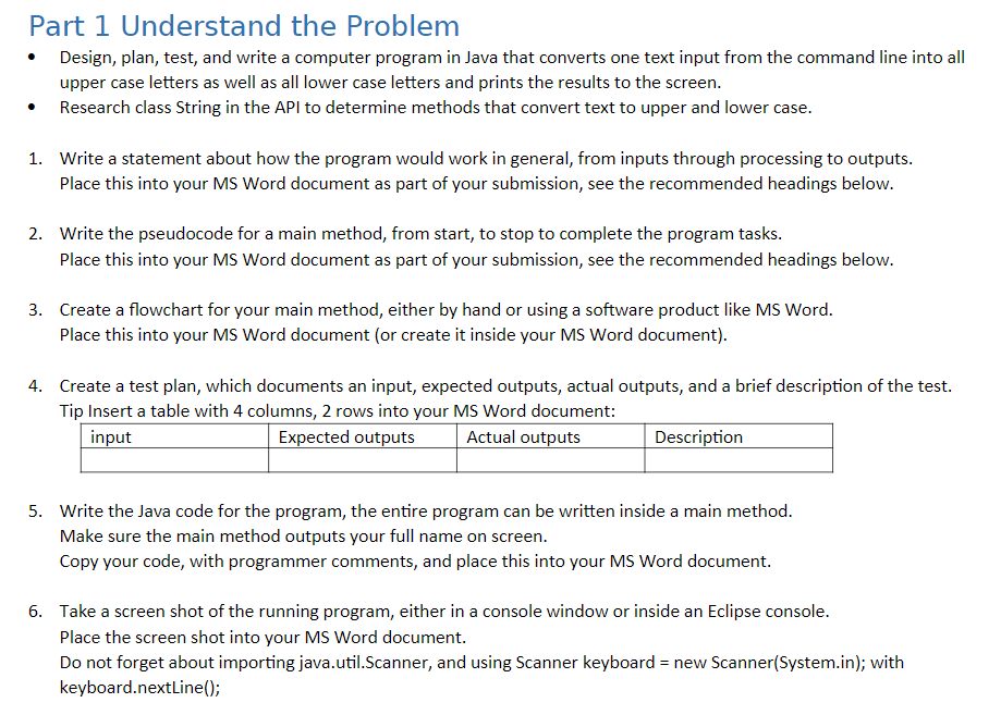 Solved Part 1 Understand The Problem Design, Plan, Test, And | Chegg.com