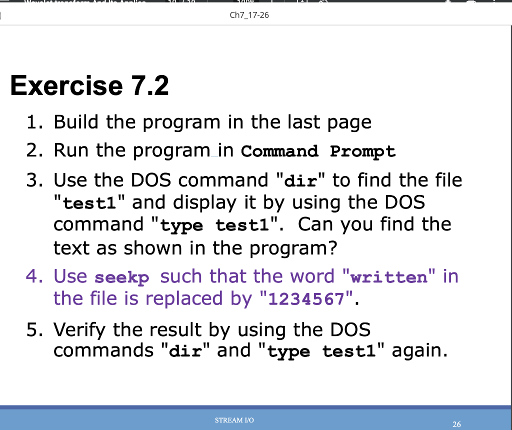 Solved Ch7_17-26 Exercise 7.2 1. Build the program in the | Chegg.com