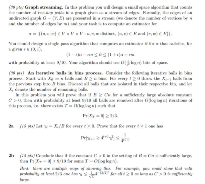 30 Pts Graph Streaming In This Problem You Will Chegg Com