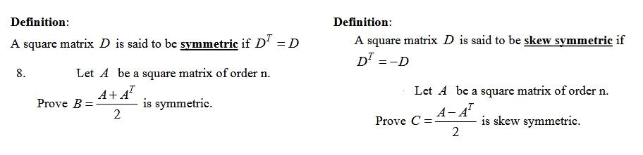 Solved Definition: Definition: A square matrix D is said to | Chegg.com