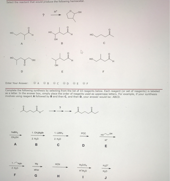 Solved Select the reactant that would produce the following | Chegg.com