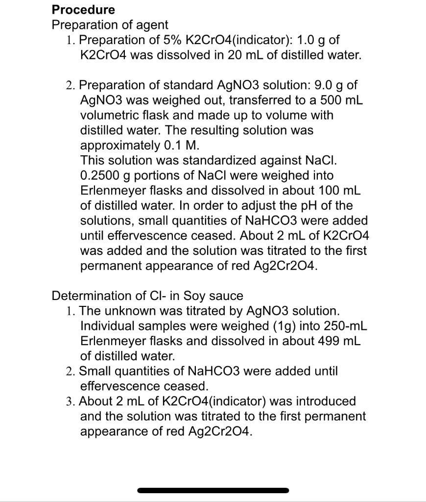Solved PRECIPITATION TITRATION DETERMINATION OF CHLORIDE BY