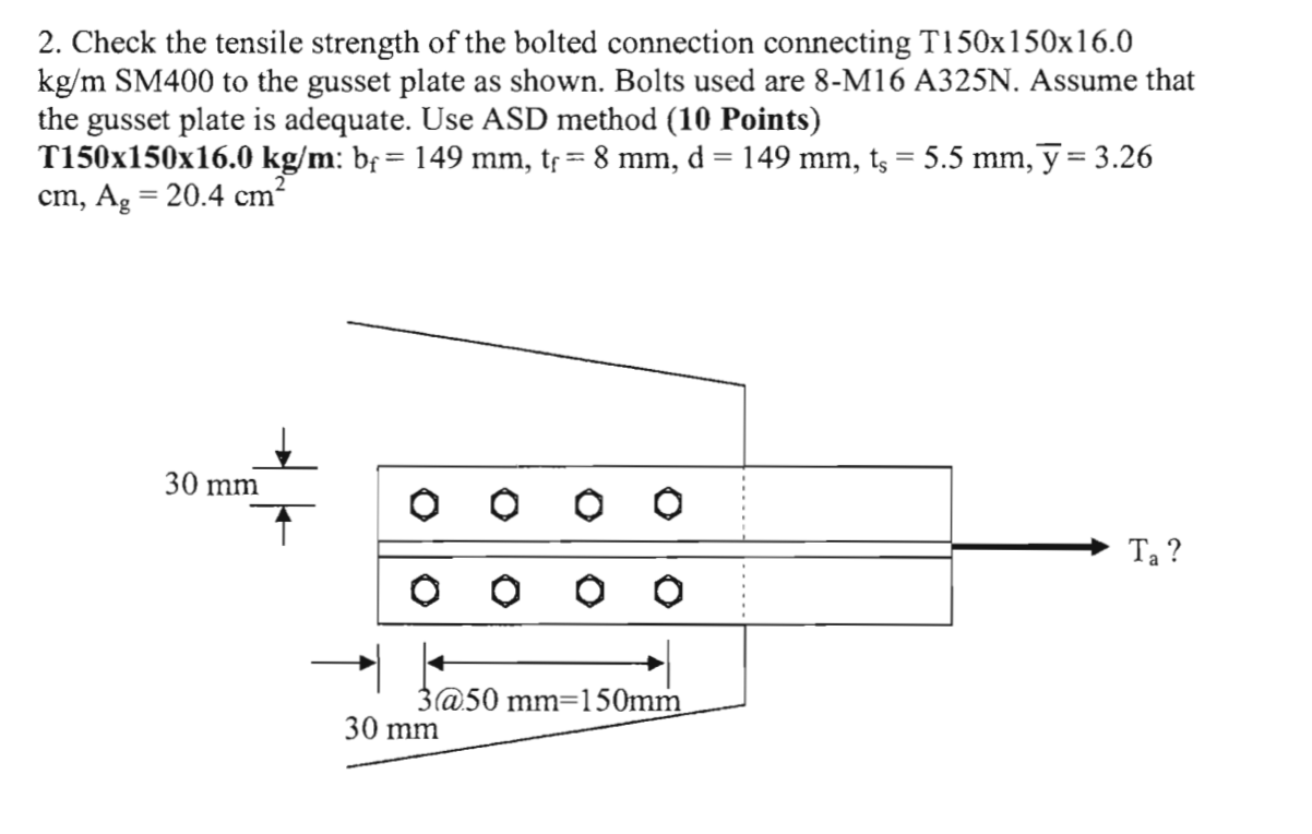 Solved 2. Check the tensile strength of the bolted | Chegg.com
