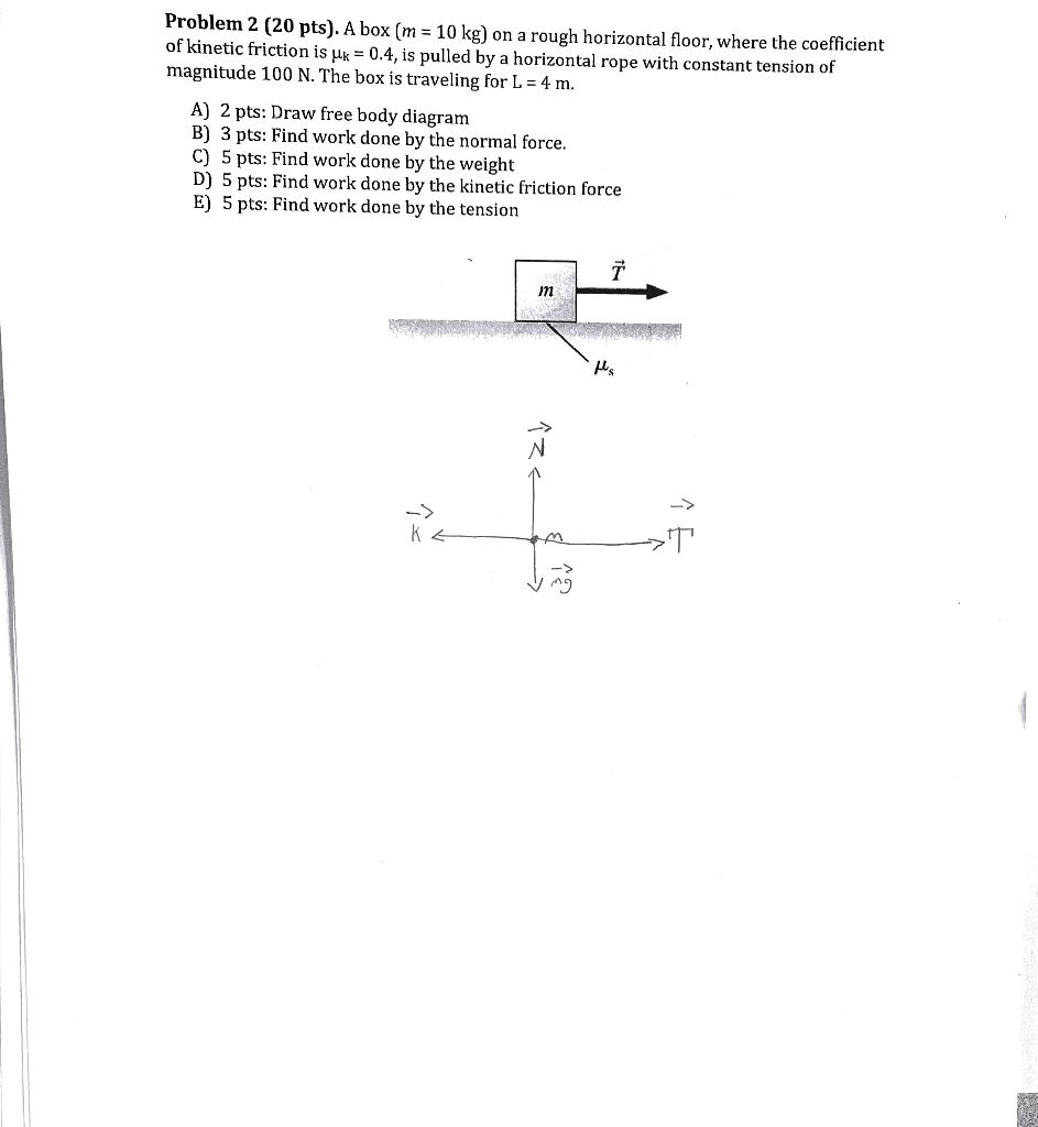 Solved Problem 2 ( 20pts). A box (m=10 kg) on a rough | Chegg.com