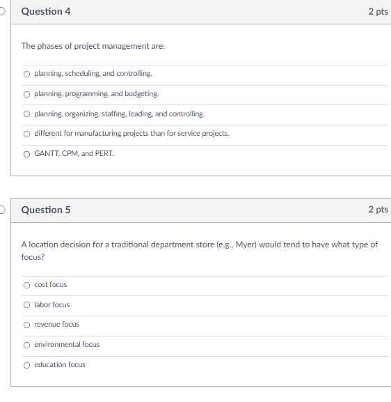 Solved Question 4 The phases of project management are: O | Chegg.com