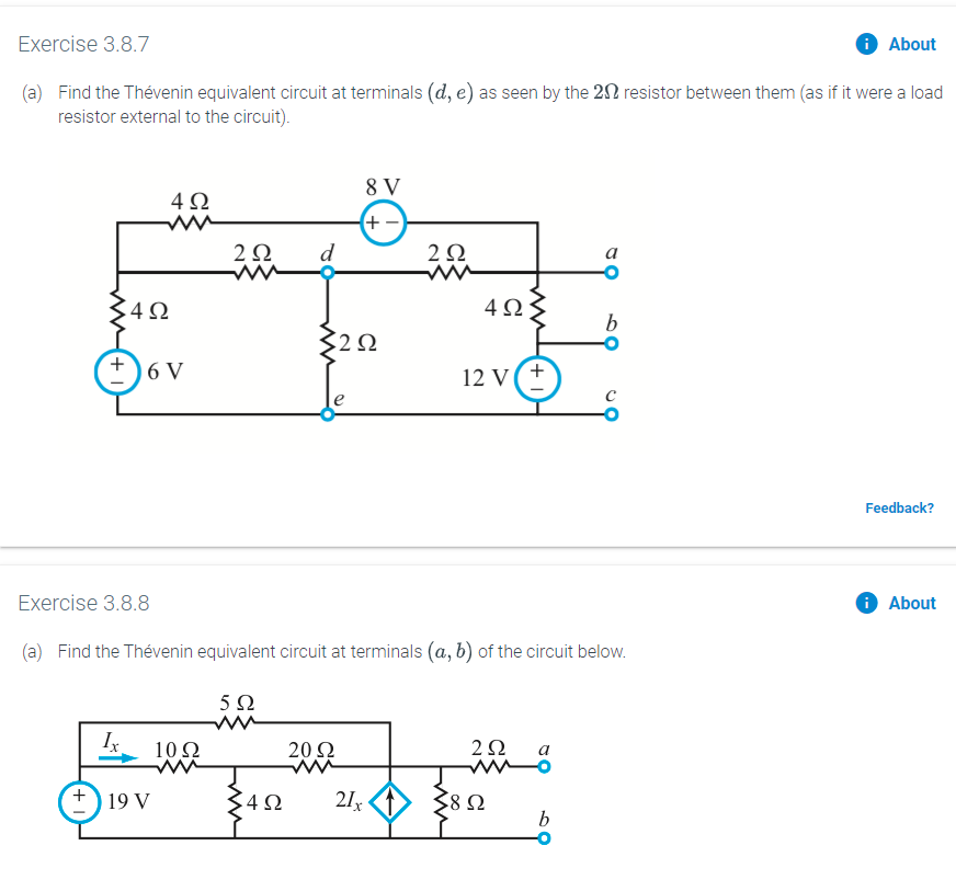 Solved Exercise 3.8.7 About (a) Find The Thévenin Equivalent | Chegg.com