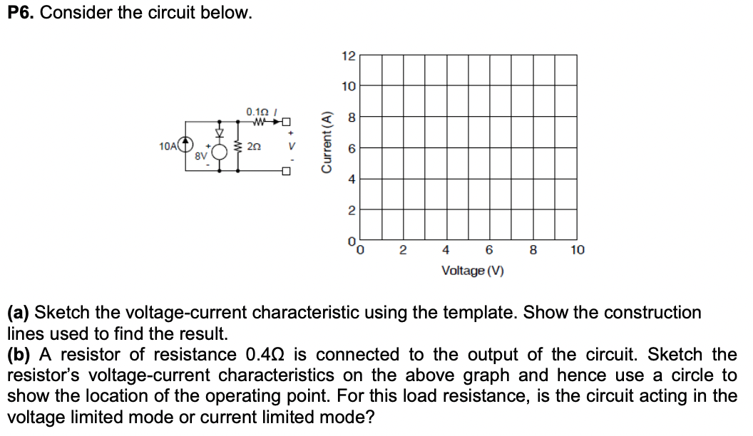 Solved P6. Consider the circuit below. 12 10 0.101 8 10A) 8V | Chegg.com