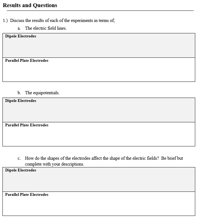 Part I: Drawing Equipotential Lines 1.) Draw the | Chegg.com